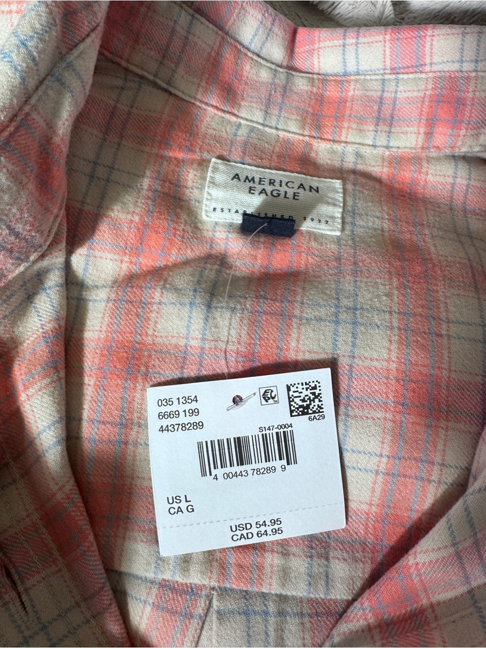 American Eagle Outfitters Pink Plaid Button-Up Shirt - Picture 2 of 2